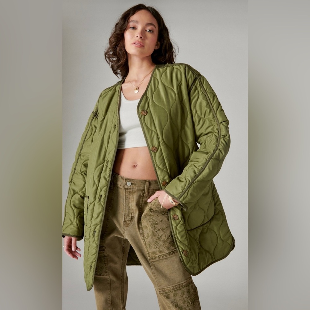 NWT Brand New Exclusive 
Lucky 🍀 Brand Longline Quilted Liner Reversible Jacket